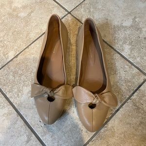 Anthropologie tan leather bow flats - brand new, never worn
